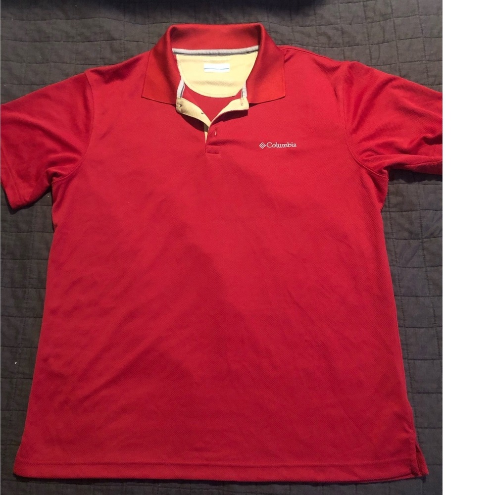 Columbia Omni-Wick Polo Shirt Moisture Wicking Athletic Red‎ Large